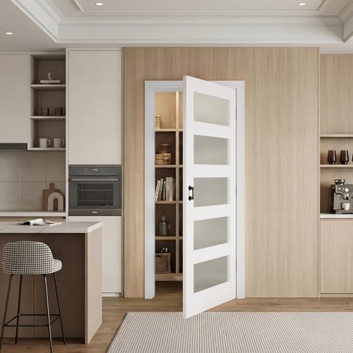 COSHOMER 30 x 80 Interior Slab Doors, Solid MDF Core with 5-Frosted Glass