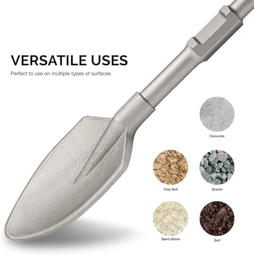 Miniatura 3 de Neiko 2627 - Brocas De Martillo De Gato, Puntas De Cincel De Pala De Vástago Hexagonal De 1-1 8 Pulgadas Para Martillos De Demolición, 17.5 Pulgadas De Largo, Broca De Pala De Arcilla Para Martillo
