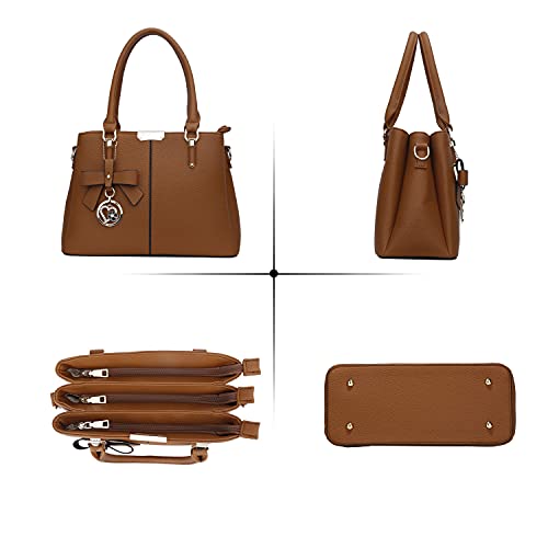 kkxiu 3 zippered compartments purses and handbags for women top handle satchel shoulder ladies bags