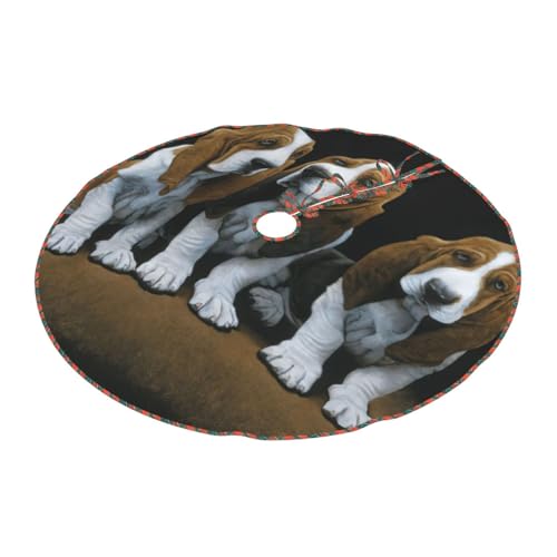 Tapis de sapin de Noël imprimé chiots jupe de sapin classique rustique - 5