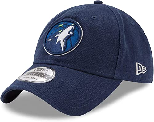 New Era Unisex-Adult NBA 9TWENTY Core Classic Team Color Primary Logo Adjustable Hat Cap One Size Fits All - Minnesota Timberwolves Navy
