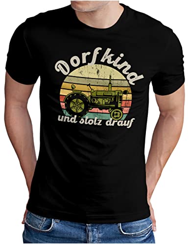 T-shirt tracteur homme Dorfkind pour rassemblements agricoles et loisirs extérieurs noir 4XL