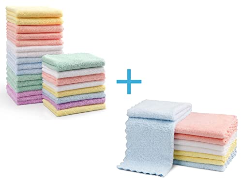 Image of HOMEXCEL Baby Washcloths Face Towel 7x9 Inch 24 Pack with Baby Burp Cloths 20 x 10 Inch 8 Pack