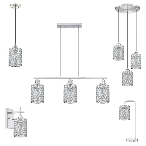 Image of 3 Pack Crystal Replacement Covers Metal Shade Pendant Ceiling Chandelier Wall Sconce Lamp Brushed Nickel Fixture