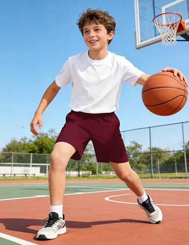 Image of Somaibo Boys Athletic Shorts Kids Quick Dry Basketball Soccer Running Sports Gym Active Performance Shorts with Pockets