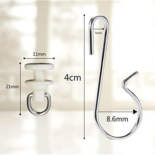 60 Pieces Shower Curtain Pack of 30 Pieces Hooks and 30 Pieces Gliders for Windows Shower Curtain Tracks