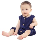 HAHASHOW Baby Body Strampler Baumwolle für Junge Mädchen 6-12 Monate Blau