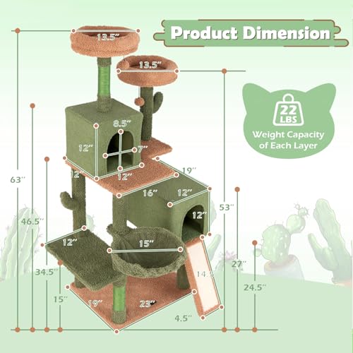 Torre para gatos PETSITE 63 pulgadas con postes de sisal miniatura 4