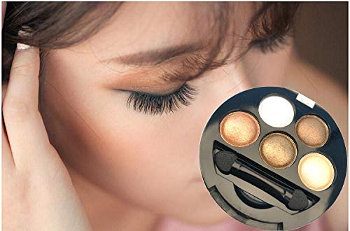 Mallofusa 5 Colors Eye Shadow Palette Powder Metallic Shimmer Eyeshadow Palette (Golden Frenzy) 4.7Oz #TOP3