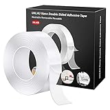 Double Sided Tape Heavy Duty - UALAU Traceless Removable Washable Wall Tape, Clear Sticky Adhesive Mounting Tape for Home/Office/Car Decor, Fix Carpet Mats- 16.5ft, 1.18inch