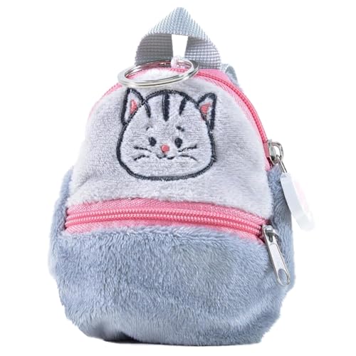 Kögler 75784 - Friends2Go, Plüsch Katze Mai im Plüsch-Rucksack, ca. 12,5 cm groß, niedliches Plüschtier im praktischen Rucksack, Grau