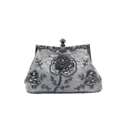 🌸Materiale di Prima Qualità: Realizzata con materiali di alta qualità e dotata di fodera in poliestere, paillettes e perline, questa borsa da sera da donna non è solo bella ma anche resistente e destinata a durare nel tempo. La bellissima borsetta è realizzata con perline e paillettes, in stile vintage, nobile ed elegante. L'accattivante motivo a perline ricopre l'intera pochette da sera. La chiusura a scatto è sicura e facile da aprire.