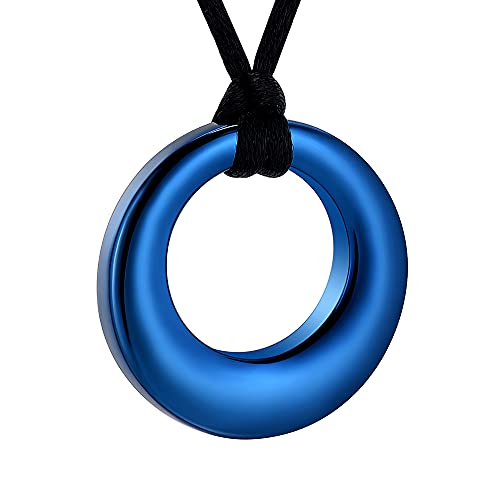 Hearbeingt Cremation Jewelry Urn Necklace for Ashes with Circle of Life Eternity Stainless Steel, Blue