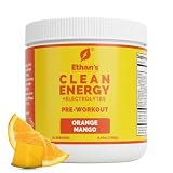 Ethan’s Feel Good Pre-Workout & Hydration Drink Mix, 200mg Plant-Based Caffeine, Electrolytes & Adaptogens, Vegan Organic — Orange-Mango, 30 Servings
