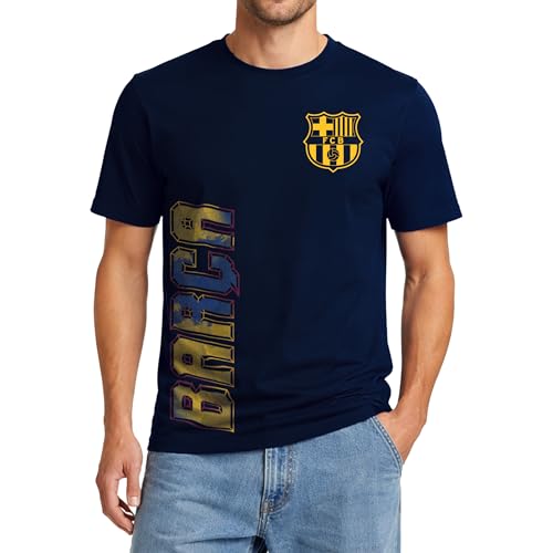 Icon Sports Officially Licensed FC Barcelona Cotton T-Shirt - Unisex Adult - FCB102CT Navy L