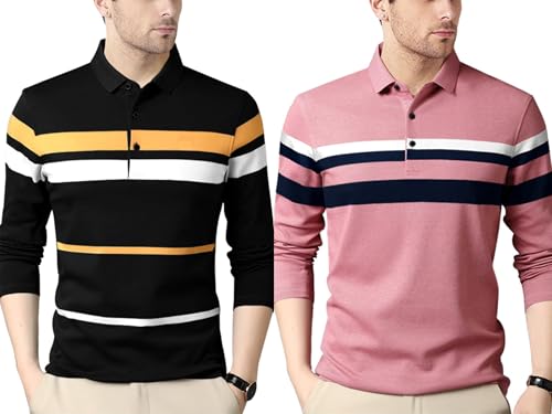 Image of Noble Monk Men's Polycotton Regular Fit Full Sleeves Polo T-Shirt