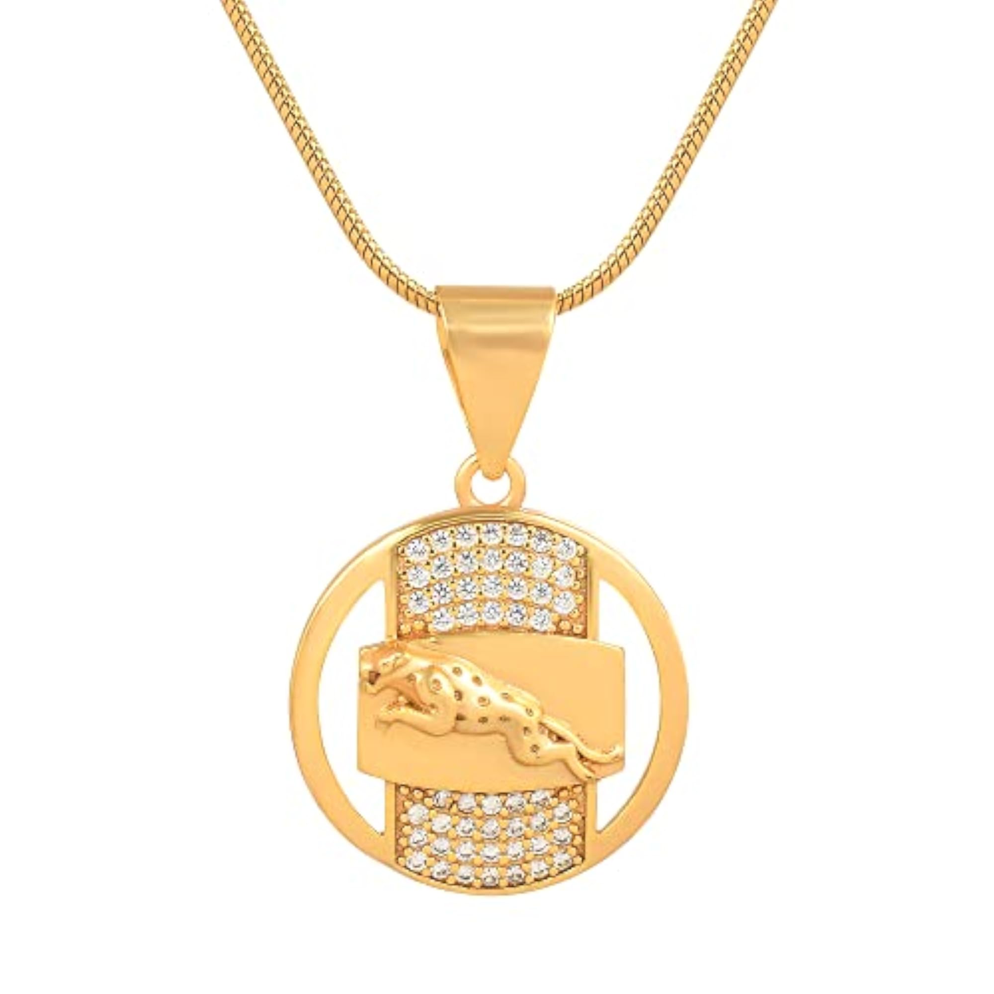 18K Solid Gold Plated Jaguar Diamond Pendant, Stylish Gift