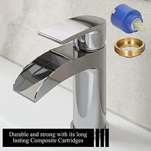 Modern Bathroom Waterfall Mono Basin Taps Sink Mixer Tap Brass Curved Single Lever Round Chrome