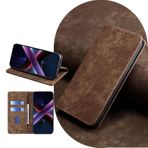 AiMaoo Xiaomi POCO X7 Pro/Redmi Turbo 4 5G �Ή� �P�[�X �h�o �ϏՌ� �����h�~ �y�� ���� PU���U�[ �J�[�h���[ RFID���C�h�~ �}�O�l�b�g �X�^���h�@�\ �P�[�X �蒠�^ Xiaomi POCO X7 P