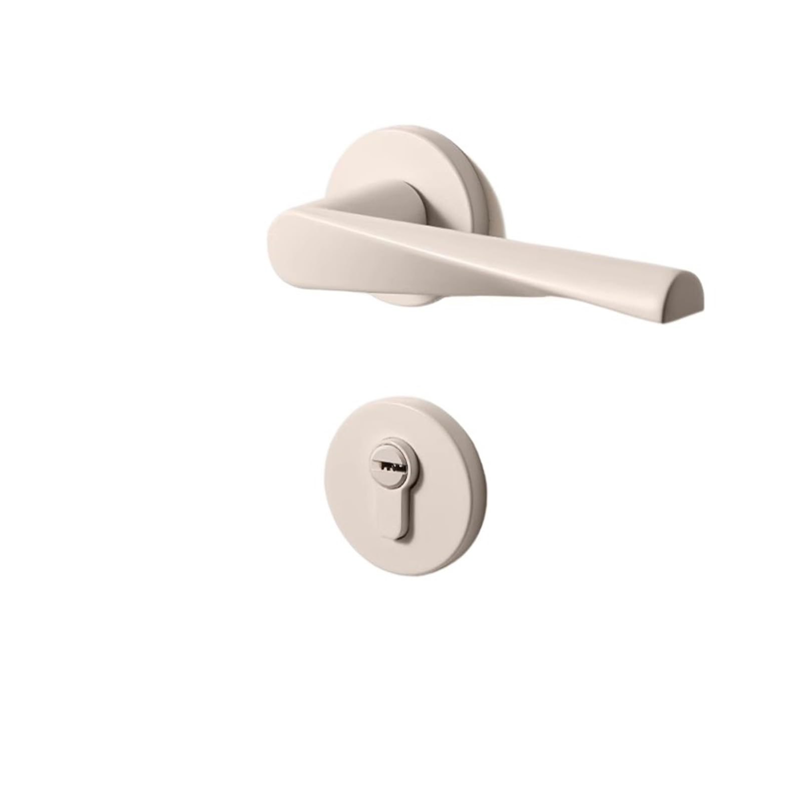 Serrure de porte de chambre beige pour un intérieur calme et boisé
