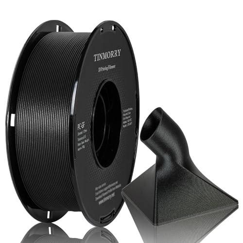 TINMORRY Glass Fiber PC Filament 1.75mm Excellent Heat Resistance PC-GF 3D Printing Filament Strength & Rigidity 1KG 1 Spool Black
