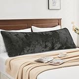 BEDELITE Velvet Body Pillow Cover with Zipper, Soft and Plush 20x54 Long Pillow Case, Velvety Smooth and Cozy Body Pillow Pillowcase for Bedroom and Couch, for All Seasons(Black)