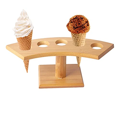 ChengBeautiful Eiscremehalter Bambus Sushi Station EIS Cream Cone Display Stand Holz Büffet Fach Hochzeit Party Tischdekoration Werkzeug Eisenschimmel (Farbe : Natural, Size : One Size)