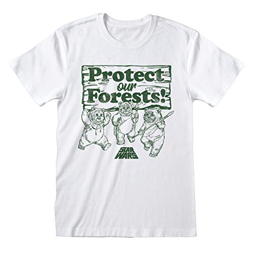 Image of Star Wars Ewoks Protect Our Forests Boyfriend Fit T-Shirt, Womens, S-5XL, White, Official Merchandise