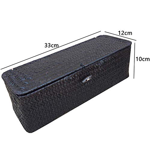 Fransande la Bo?Te Opbergmand met 3 vakken, rieten mand, met deksel, voor verschillende voorwerpen, bureau-organizer - Image 5