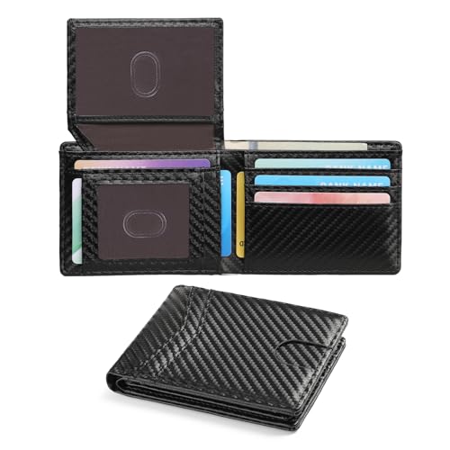 Leather Wallet for Men RFID Blocking Bifold Minimalist Pocket Men Wallet With 2 ID Window