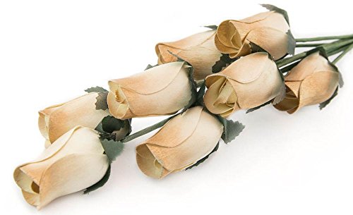 White Roses with Gold Tips Bunch of 8 Closed Bud Wooden Roses for Crafts Custom Bouquets and Other DIY Projects. Choose Form Over 60 Colors.