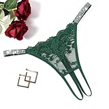 Avidlove Lace Panties Sexy Underwear for Women Thong Low Rise G-String Green