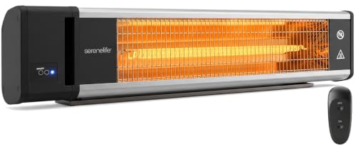 Image of SereneLife Portable Infrared Indoor and Outdoor Electric Space Heater with Remote, IP65 Approved, 1500 Watt Wall-Mounted Hanging for Patio, Restaurant, Backyard, Garage, Decks, Gazebos, Cafes