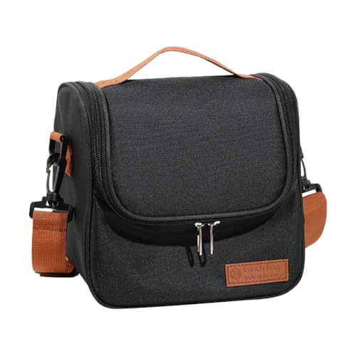 Bolsa Termica para Marmita com Alca de Ombro Removivel para Trabalho Academia Escola e Viagem com Isolamento Interno e Compartimentos Organizados (Preto)