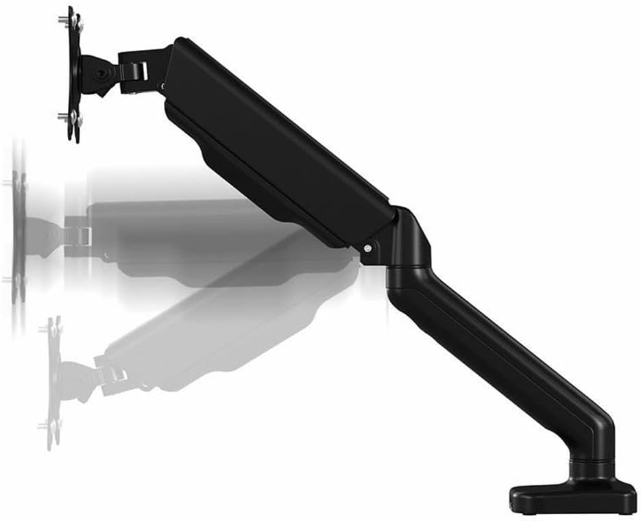 Pemberly Row Adjustable Monitor Arm, 17 to 32 Inch Screen Compatible, Satin Black Finish, USB 2.0 Port, Tilt/Swivel/Rotate, VESA 75x75/100x100, Ergonomic Desk Mount for Office Workspaces