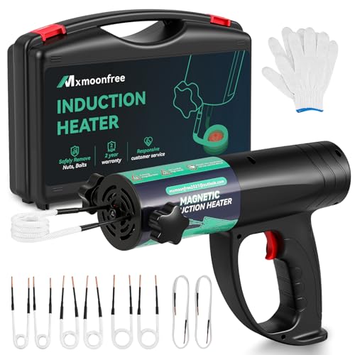 Mxmoonfree - Calentador de inducción para extracción de pernos, herramienta de calentador de pernos de inducción de 1500 W con 8 bocinas y estuche resistente para quitar de forma segura tuercas,