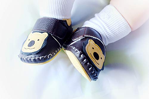 LIDIANO Baby Non Slip Rubber Sole Cartoon First Walking Slippers Crib Shoes Newborn Infant Toddler Training Shoes (0-6 Months, Black Lion)