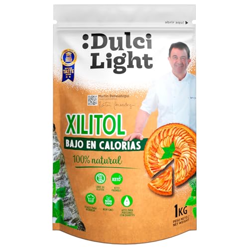 Xylitol écologique 100% naturel 1 kg | 10 Sticks gratuites | Sucre de Bouleau finlandais Idéal pour la confiserie et les régimes | DULCILIGHT édulcorant le goût naturel du sucre.