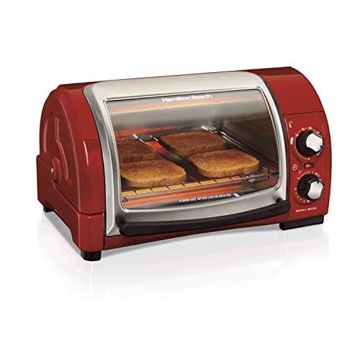 Hamilton Beach Easy Reach Countertop Toaster Oven, 4-Slices, Red (31337D)