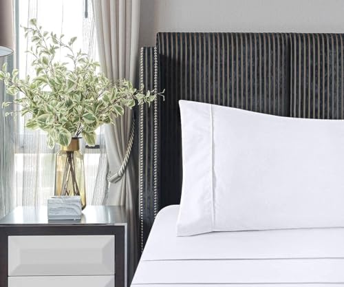 Image of Utopia Bedding 4-Piece Bed Sheet Set 160 x 200 cm, White - Polyester Microfibre, Oeko-Tex Certified, 1 Fitted Sheet 160 x 200 cm, 1 Flat Sheet 266 x 259 cm and 2 Pillowcases 50 x 75 cm