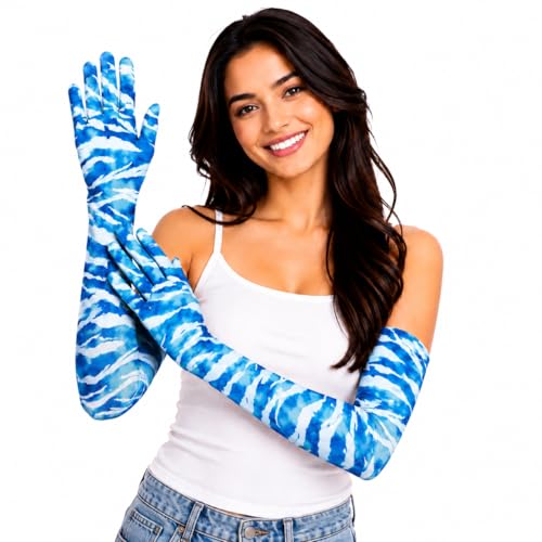Image of Khillayox Cotton Sun Protection Printed Full Hand Long gloves for Women| UV Protection Sleeves Perfect for Cycling, Driving, Running, Football & Outdoor Activities- Pair of 1