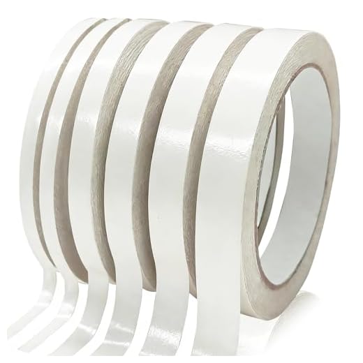 6PCS Premium Double Sided Tape for Crafts, Multi-Size Double Sides Adhesive Tapes for Arts, Scrapbook Tapes for DIY Photos, Gift Wrapping, Scrapbooking, Paper Backing, Office School Supplies (65FT)