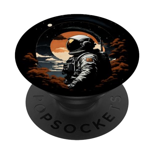Lost Cosmonaut in autumn in outer unexplored space PopSockets Swappable PopGrip, Black