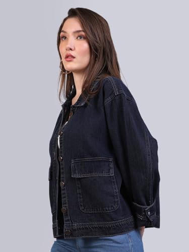 Image of Urbano Fashion Women's Relaxed Fit Full Sleeve Utility Denim Jacket