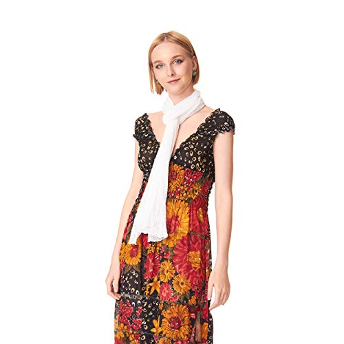 Maxi châle en filet blanc aux bords ondulés doux et léger - 4