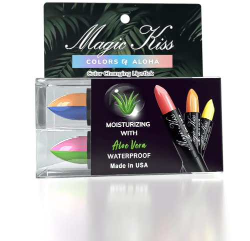 Magic Kiss Color Changing Matte Lipstick set, Long Lasting Nutritious Lips Moisturizer Magic Temperature Color Change Lip Balm with Aloe Vera PH Lipstick MADE IN USA (2 Pack - Gold & Purple)