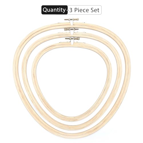 Image of EmbroideryMaterial Embroidery Hoop Ring Frame, Triangle Shape Combo Set - Wooden Triangle Frames for Cross Stitch, Craft, Sewing & Embroidery Purpose
