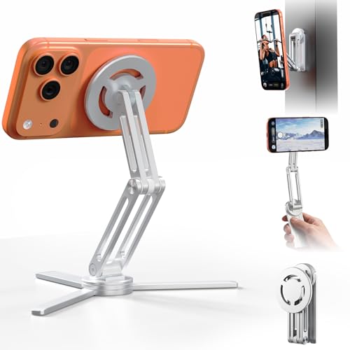 SHUWEI �X�}�z�O�r magsafe �z���_�[ �}�O�l�b�g�O�r ���B��_ �X�}�z�X�^���h �A���~������ �����Ɗp�x���R���� �ō�16cm �܂肽���ݎ� 1/4�l�W���t�� ���^�������O2���t�� �o��/���s/Vlog ���f��T680C (�V���o�[)