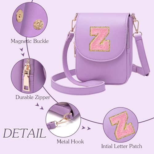 Image of Viverte Crossbody Purse for Teen Girls Small Initial Cell Phone Toddler Purse Leather Triple Compartment Crossbody Bags