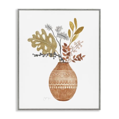 Botanical Boho Aztec Vase Still Life, 16 x 20 Inch Framed Giclée Print